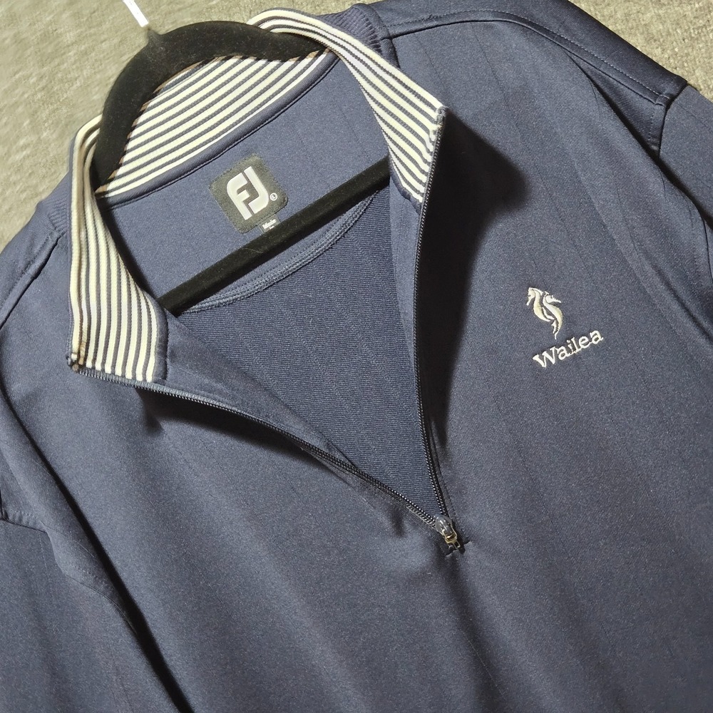 FootJoy FJ Golf Pullover‎ Men's Sweater L Navy Blue 1/4 Zip Performance Wailea